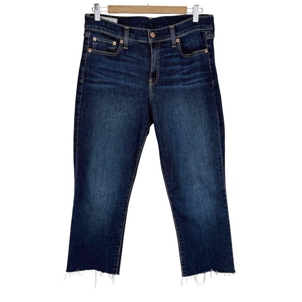 GAP Jeans Size 30 Classic Straight Medium Blue Denim Stretch Mid Rise Cropped